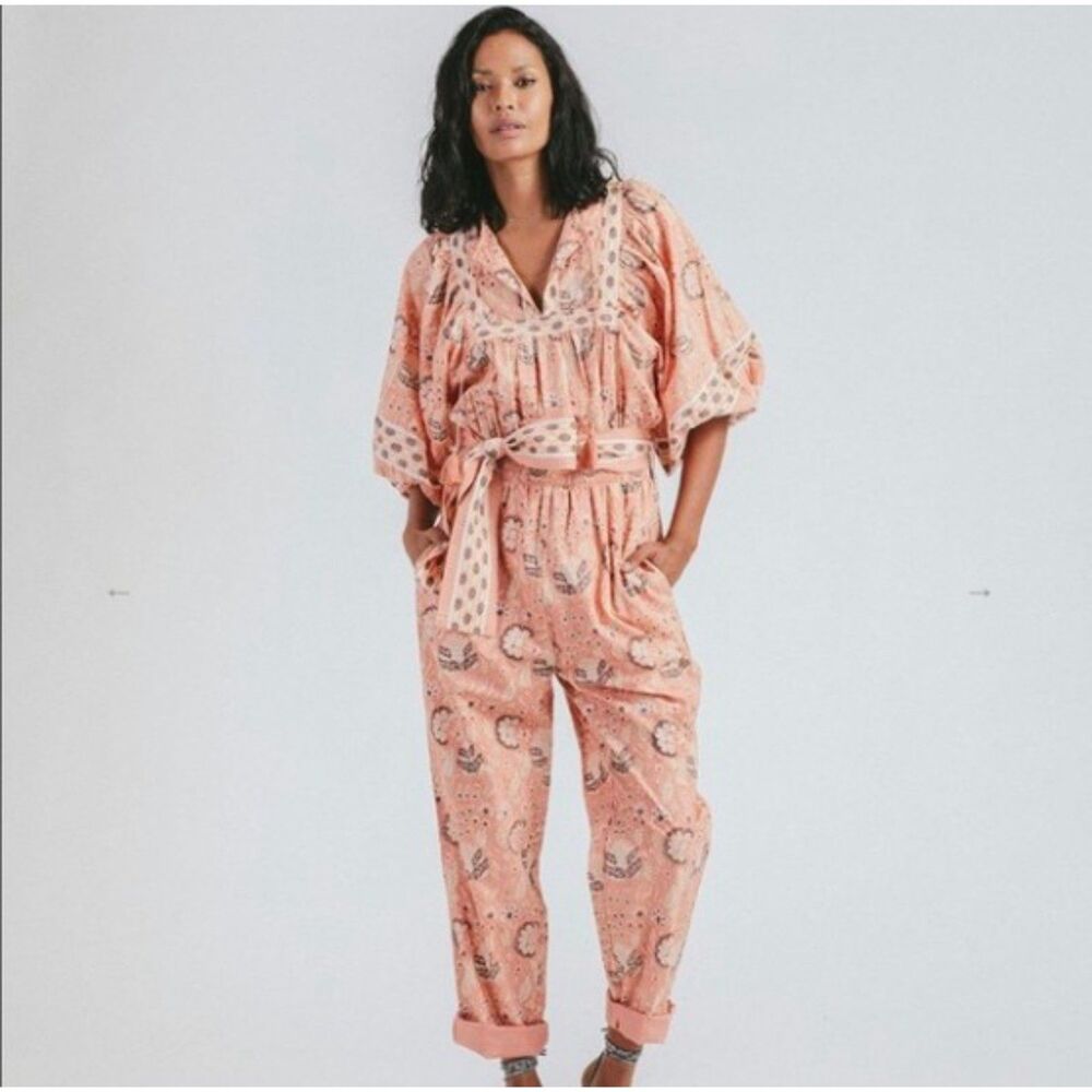 Cleobella Antrhopologie Jumpsuit Womens S Floral Boho Belted Indie Festival